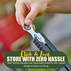 24 inch BBQ Tongs – 1 Year Warranty, 100% Stainless Steel Long Metal Grill Tongs