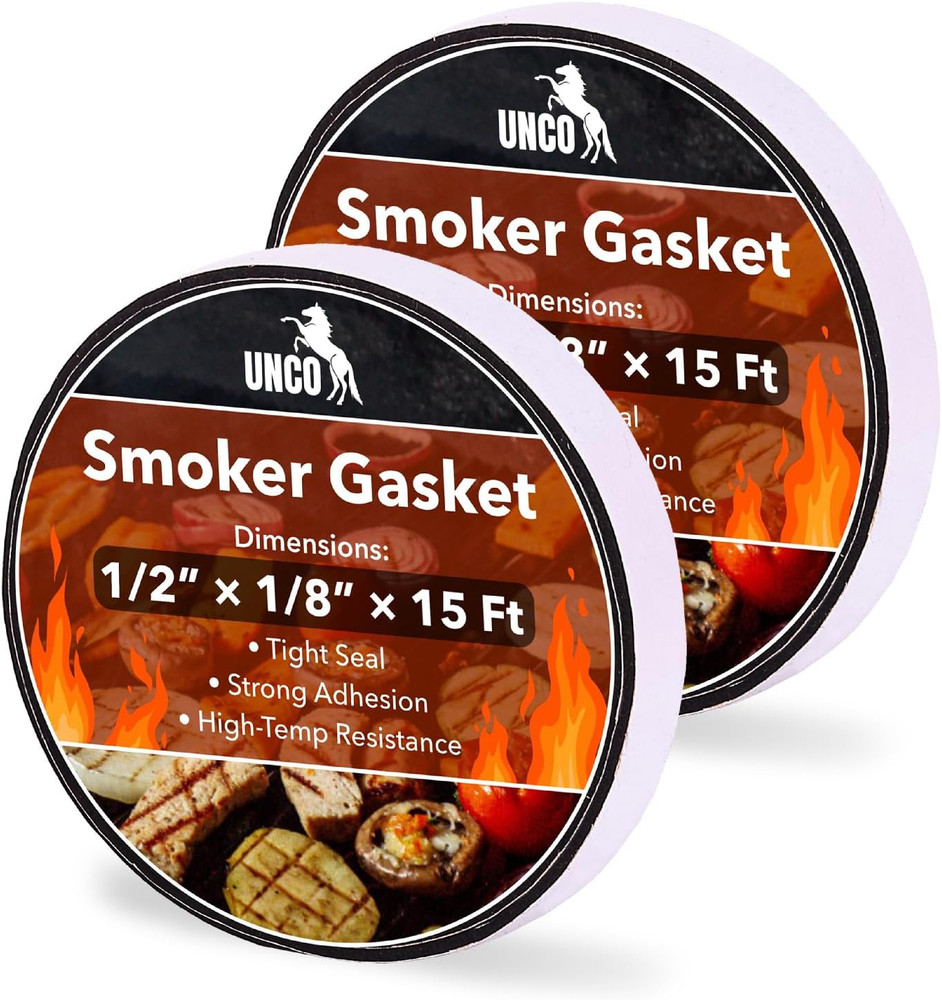 Smoker Gasket, 2 Pack, 15 Ft, 1/2″ X 1/8″, High Temp, Black