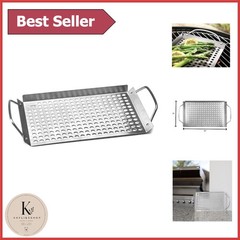 Heavy-Duty 11”x7” Stainless Steel Grill Grid with Handles for Perfect Grilling