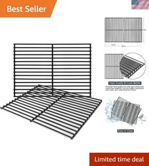 16 5/8″ Grill Grates 2-Pack – Non-Stick Porcelain Steel for Grilling