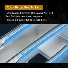 BBQ-Element Stainless Steel Grill Burner Tubes Replacement 5 Burner, Silver