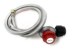 0-20 PSI Adjustable Propane Regulator with Stainless Steel Braided Hose- 4 Feet