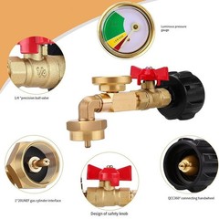 3foot propane refill hose adapter for QCC with brass gauge and protective cover