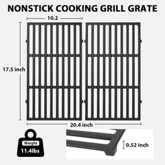2-Pack Cast Iron Grill Grates for Weber Spirit 200