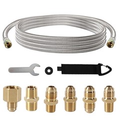 24 FT Propane Hose Extension High Pressure Braided 24 FT, Silver