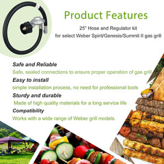 25IN for Weber Hose and Regulator Kit, for Weber Genesis/Spirit/Summit I/Ll