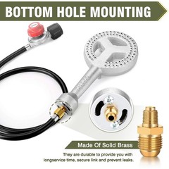 BESTFIRE Cast Iron Propane Burner w/ Regulator Hose High Pressure Head