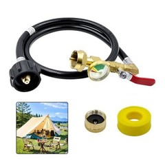 3foot propane refill hose adapter for QCC with brass gauge and protective cover