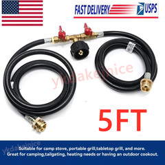 5FT 2 Ways Y Splitter CGA Propane Converter Adapter Hose for QCC1 5-40lbs Tank