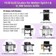9MM Stainless Steel Grill Grates 17.5″ for Weber Spirit E-310 E315 E320 E330