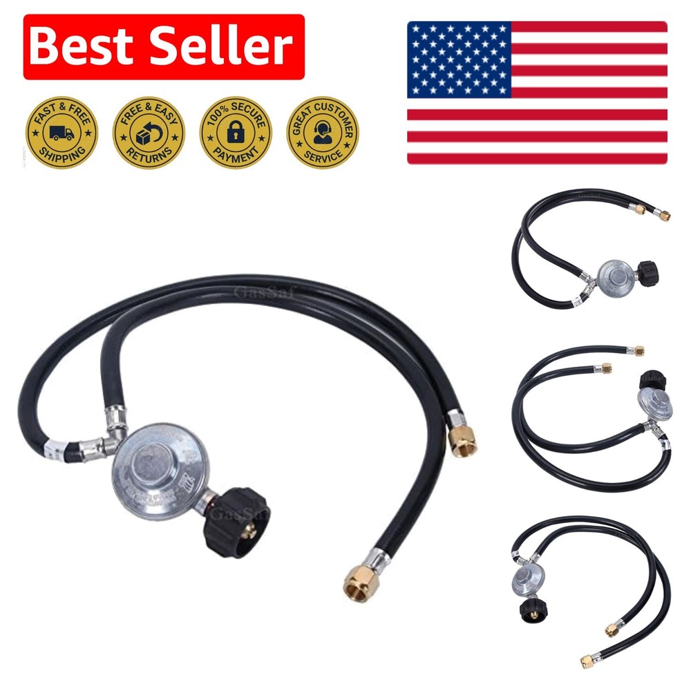 Durable 2ft Y-Splitter Propane Regulator with Double Hoses for Safe Outdoor Use