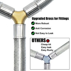 Stainless Steel Braided Y-Splitter Dual Propane Tank Converter Hose with Gauge,