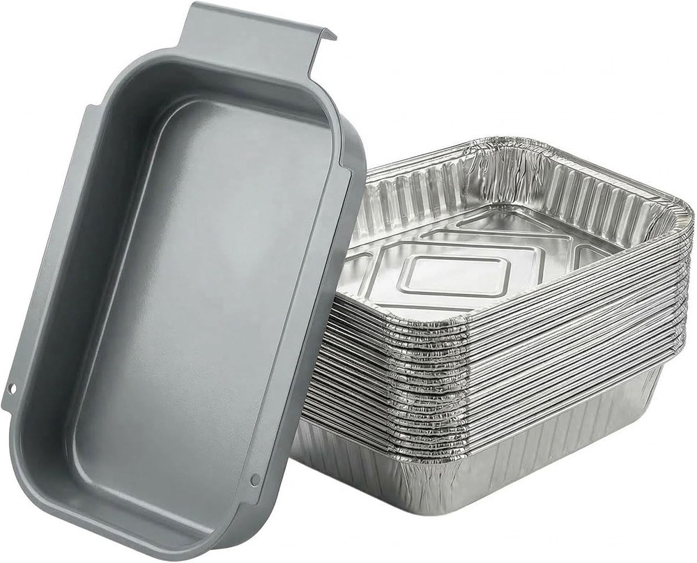 Grill Drip Pan with 20-Pack Disposable Aluminum Grease Tray Liner Replacement fo