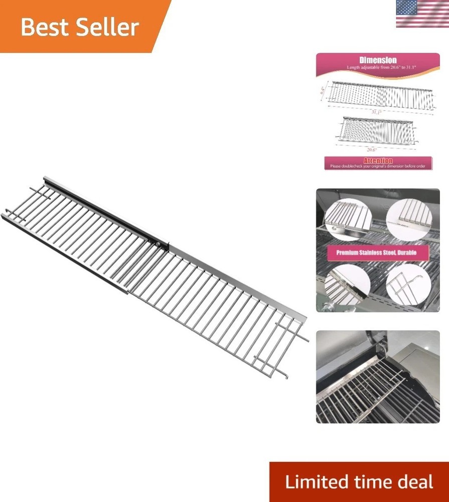 Universal Adjustable Grill Warming Rack 20.6”-31.1” – Stainless Steel Upgrade