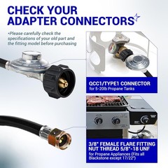 [CSA Certified] BlueStars 8FT Universal QCC1 Propane Regulator and Adapter Hose