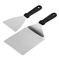 Heat Resistant BBQ Spatula Set Stainless Steel 2 Pieces for Outdoor Use