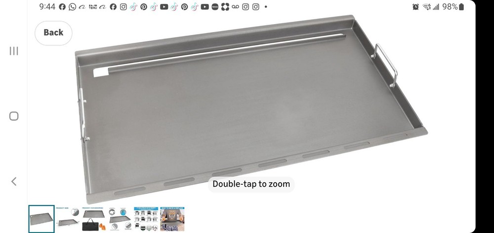 Tailgriller Full Size Griddle Insert for Weber Genesis 32.6″ X 18.7″ X 2″