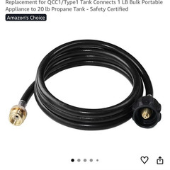 DozyAnt 7ft Propane Hose Adapter QCC1/Type1 1lb to 20lb Converter Black