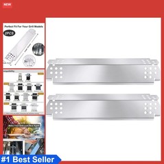 Stainless Steel Grill Heat Plates 2 Pack 14 9/16 Inch Flame Tamers for 2 Burner
