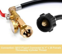 4FT Upgraded Propane Tank Refill Adapter Extension Hose w/ON/Off Control Valve