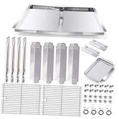 Adjustable 24”-30” Grease Tray, Grill 4 Burner Grate Kits with Drip Pan