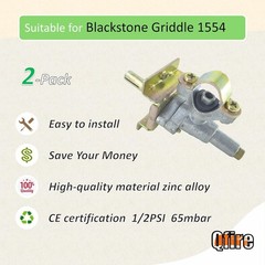 2-Pack Griddle Burner Valve for Blackstone 36 Gas Grill Griddle 1554 Replacement