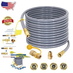 Durable 48ft 1/2″ Natural Gas Hose – Solid Brass Quick Connect Patio Heater Hose