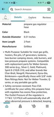 Propane Gas Grill Regulator/Hose, for Weber,sCharbroil,Nexgrill & More,(see Disc