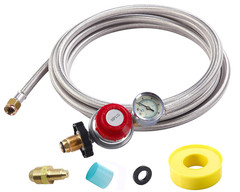 Regulador de propano 0–30 PSI con manguera trenzada de acero inoxidable 10FT