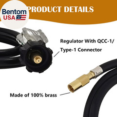 6 FT Propane Adapter Hose Regulator Kit for Blackstone 17In and 22In Tabletop Gr