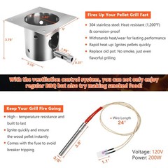 QuliMetal 304 Stainless Steel Fire Burn Pot & Hot Rod Ignitor Kit – Replaceme…