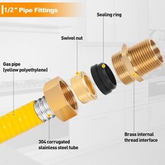 70ft 1/2” Natural Gas Line Gas Tubing Pipe Kit for Construction Heaters NG A…