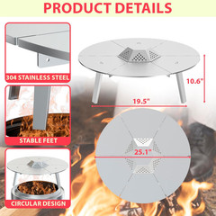 Heat Deflector for Solo Stove Bonfire 19.5″ Accessories, Portable Heat Diffuser