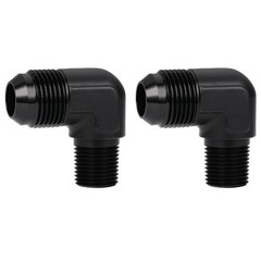12AN Male Flare to 1/2 NPT Pipe Male 90 12AN to 1/2 NPT Black, 90 Degree – 2PCS