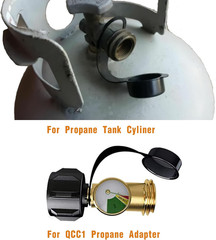 5-Pack QCC1 Propane Dust Caps with Strap, Plastic Propane Tank Valve Cover Fit f