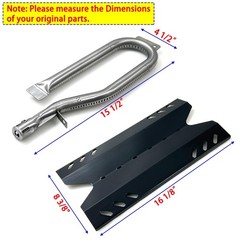 Replacement Burner Tube & Heat Plate Kit for Gas Grills, 3-Pack