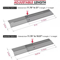 Universal Replacement Heavy-Duty Adjustable Porcelain Steel Heat Plate Shield, H