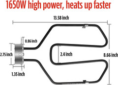 Upgrade Universal 1650W 15A Electric Smoker Heating Element Kits with Adjustable