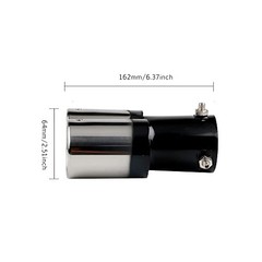 Sakali Universal Double Outlet Exhaust Tip Fit Pipe Straight Black+Silver