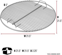 Weber 7435 Cooking Grate – Chrome Plated Steel, Silver, Fits 22.5″ Grills