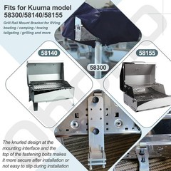 58182 Stow N’ Go Grill Rail Mount Bracket for Any Kuuma BBQ Grill, Can Silver
