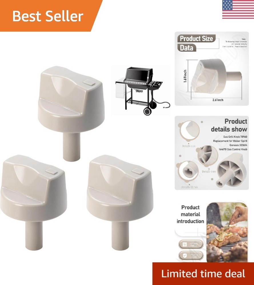 Weber Grill Replacement Knobs 3-Pack for Genesis & Spirit – Easy Installation