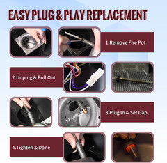 Heavy Duty Fire Burn Pot and AC Hot Rod Igniter Kit for Pit Boss Traeger Camp