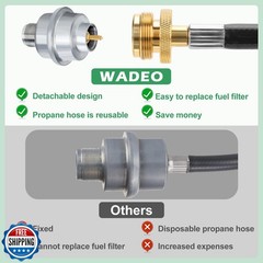 Propane Fuel Filter with 6FT Propane Adapter Hose, Detachable Propane F