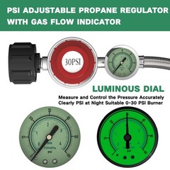 Gardennow 5Ft 0-30 Psi Adjustable High Pressure Propane Regulator Gauge 060Psi