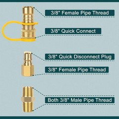 Corrosion-Resistant 3/8 Inch Quick Connect Brass Fittings for Safe Gas Use