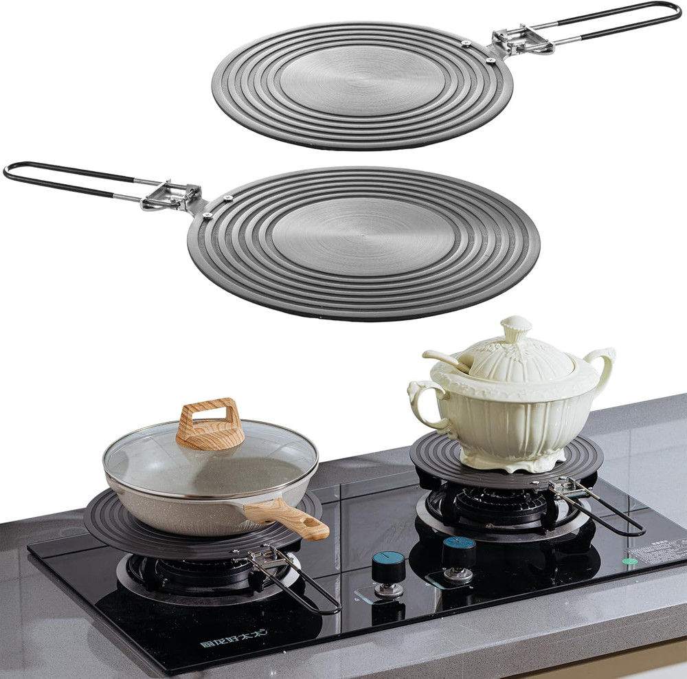 2 Pcs Simmer Plate for Gas Stove 11 Inches and 9.5 Inches Fast Defrosting Tray R