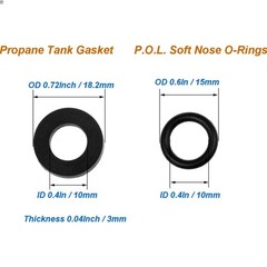 10Pcs Propane Tank Gasket and 10Pcs O-Rings for All Soft Nose P.O.L. Fittings…