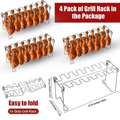 Afarnook 4 Pcs Chicken Leg and Wing Rack for Grill 14 Slots Drumsticks…