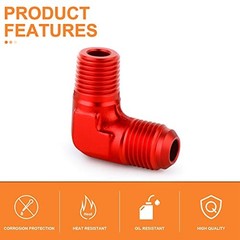 2PCS 90 Degree Elbow 4AN Male to 1/8″ NPT Male Flare Aluminum 4AN-1/8″ NPT